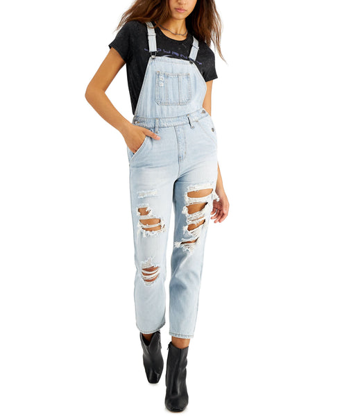 Rigid Ripped Overalls with Button Closures